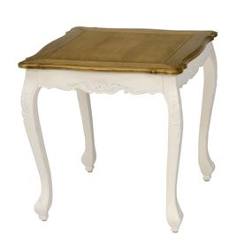 Estila Provensálsky príručný stolík Preciosa v smotanovo bielom masívnom vyhotovení s naturálne hnedou vrchnou doskou 60cm