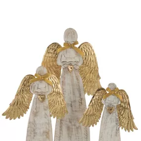 Drevený anjel zo zlatými kriedly - 28*38*2cm