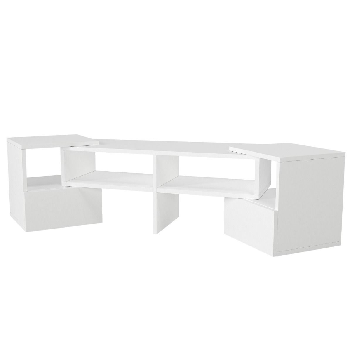 DUOS rovný/rohový TV stolík, biely