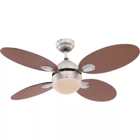 GLOBO 0318 WADE stropný ventilátor s osvetlením na päticu E14 1066 mm s ťahovým vypínačom nikel