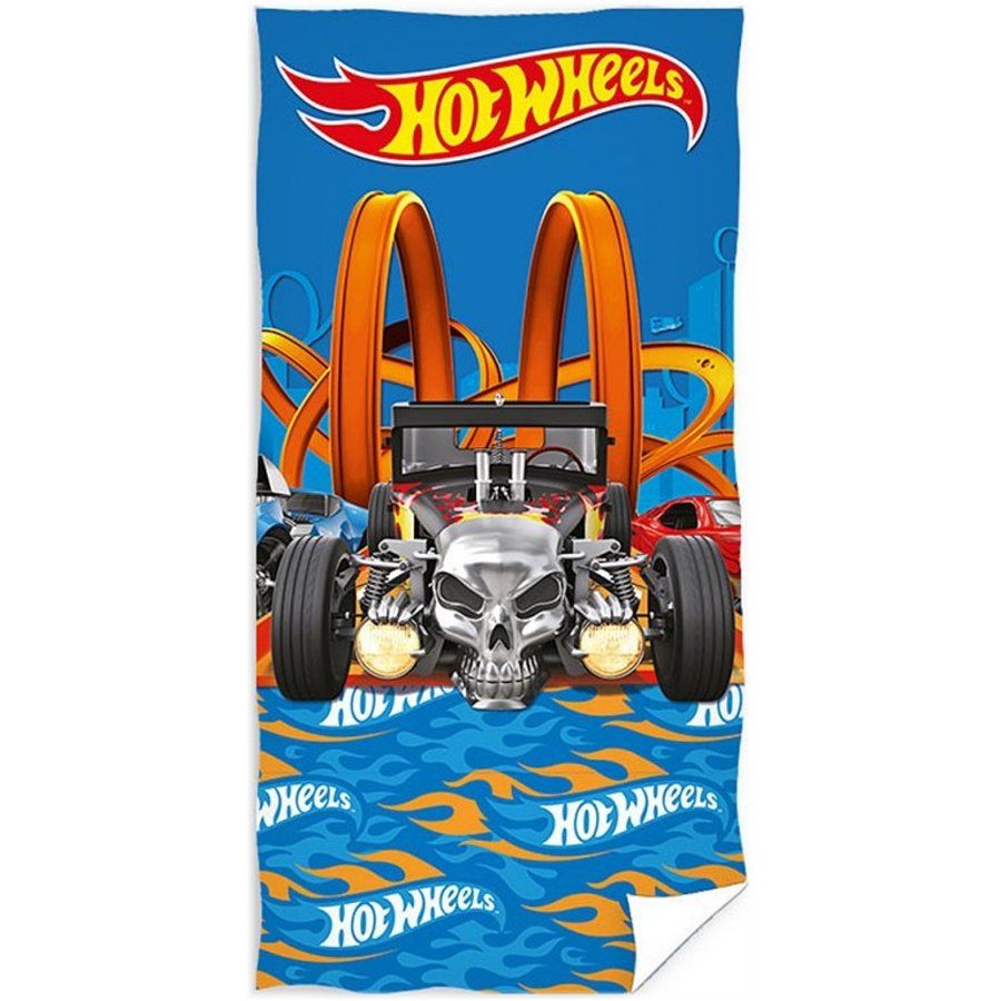 Carbotex · Bavlnená plážová osuška Hot Wheels - motív Nekonečná slučka - 100% bavlna, froté s gramážou 320 gr./m² - 70 x 140 cm