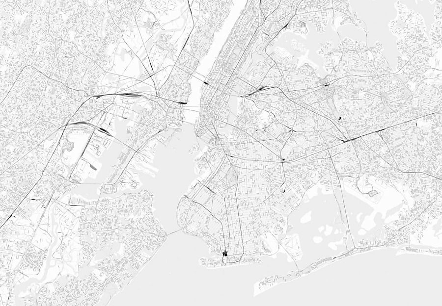 Mapa New york - čiernobiela - fototapeta FX3355