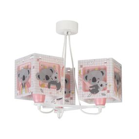 Dalber Detská závesná lampa Koala, 3-plameňová, ružová, Detská izba, plast, E27, 60W, K: 15cm