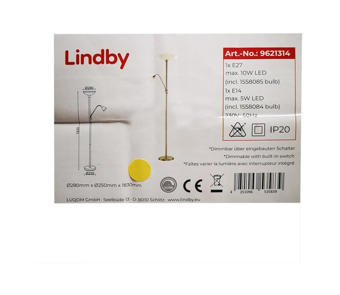 Lindby - Stojacia lampa JOST 1xE27/10W/230V + 1xE14/5W