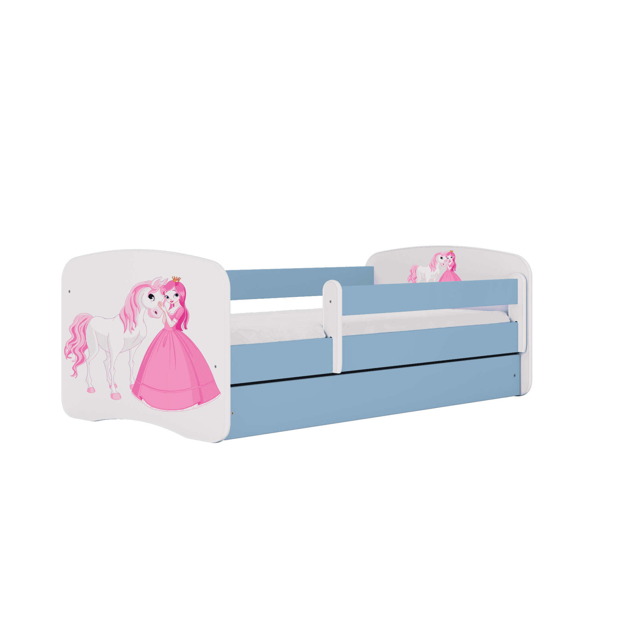 Letoss Detská posteľ BABY DREAMS 160/80- Princezná a koník Modrá Bez matraca S uložným priestorom
