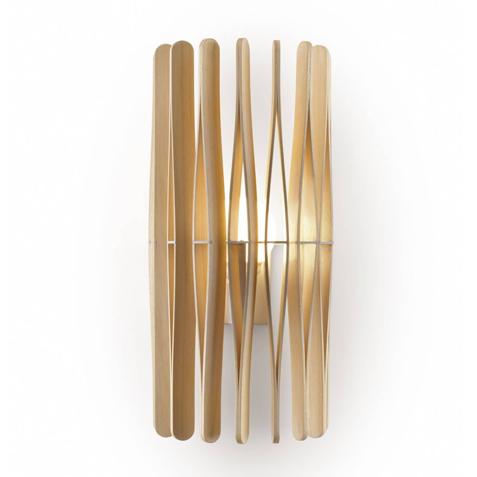 Fabbian Stick drevené nástenné svietidlo valcovité, Obývacia izba / jedáleň, drevo Ayous, kov, E27, 23W, L: 33 cm, K: 65cm