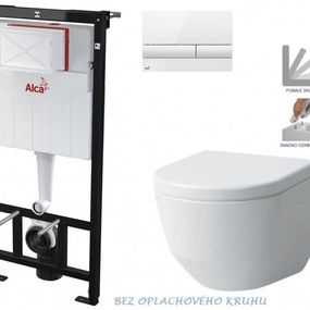 ALCADRAIN Sádromodul - predstenový inštalačný systém s bielym tlačidlom M1710 + WC LAUFEN PRO RIMLESS + SEDADLO AM101/1120 M1710 LP1