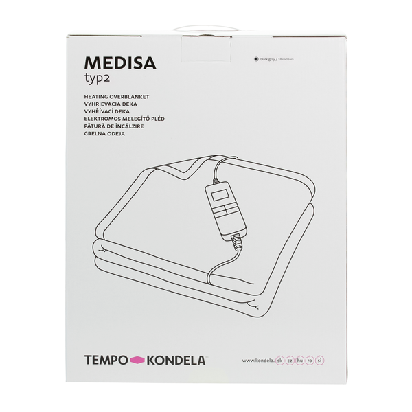 TEMPO-KONDELA MEDISA TYP 2, vyhrievacia XL deka, tmavosivá, 130x180 cm
