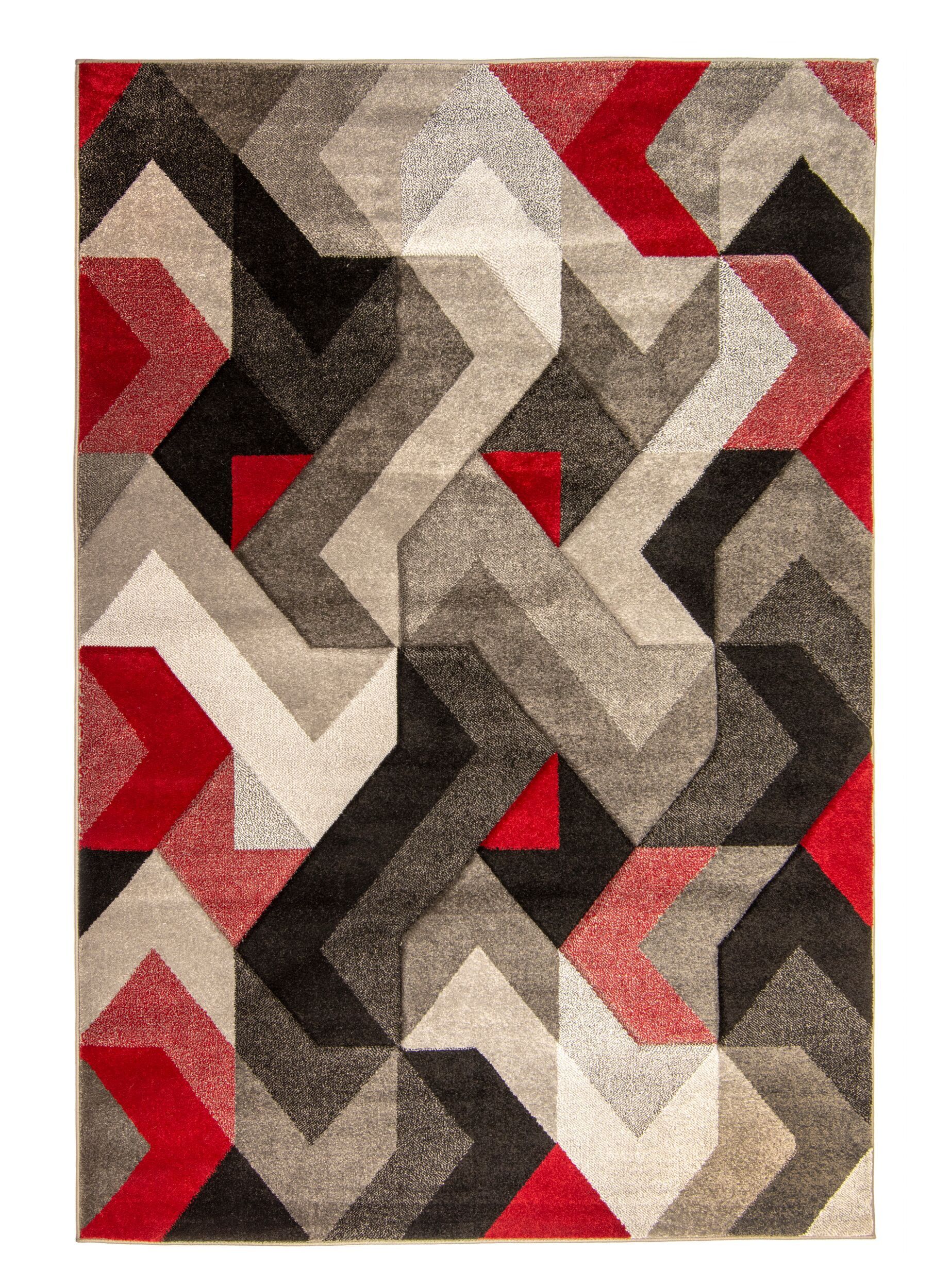 Flair Rugs koberce Kusový koberec Hand Carved Aurora Grey / Red - 120x170 cm