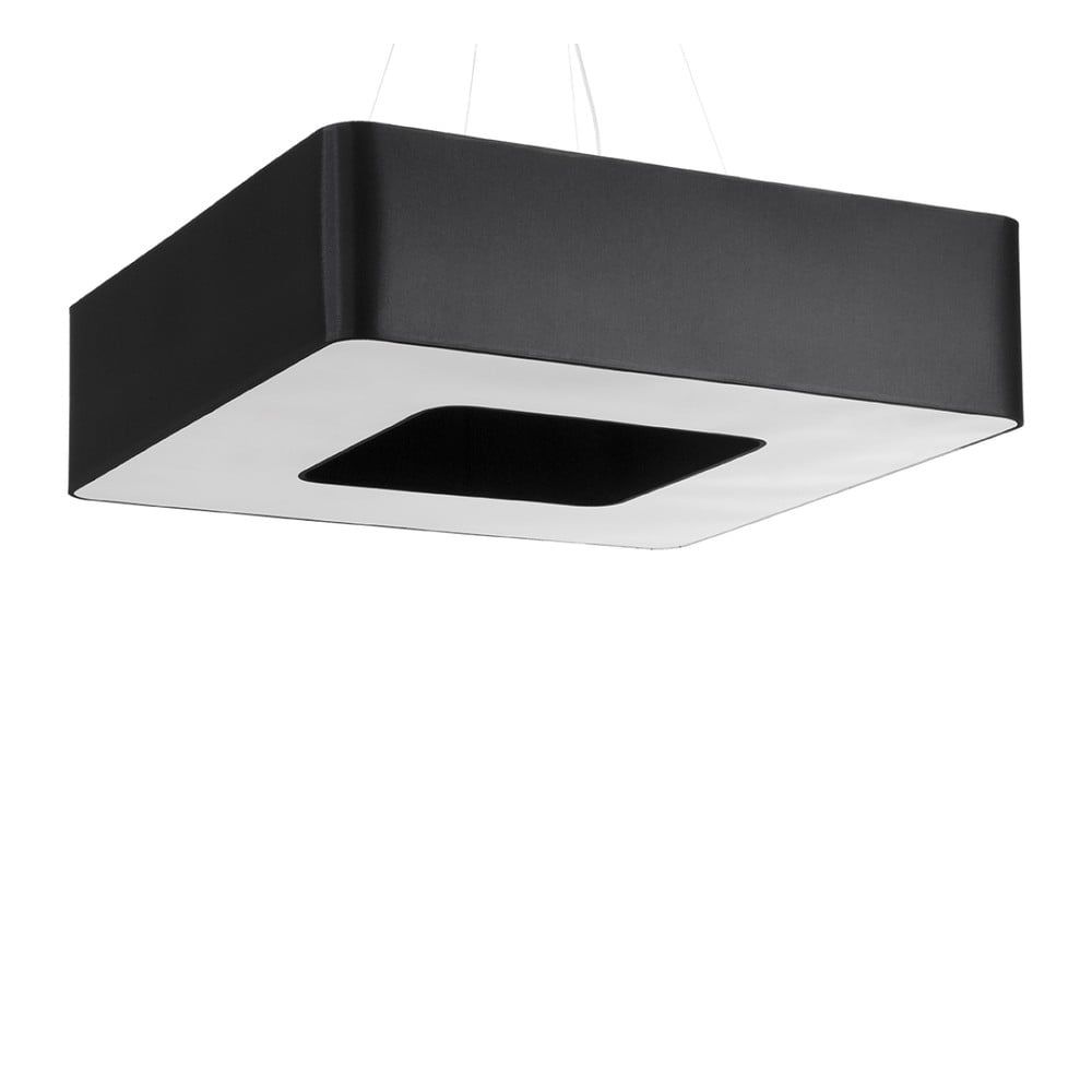 Čierne závesné svietidlo so skleneno-textilným tienidlom Piano – Nice Lamps