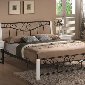 Manželská posteľ 160 cm Parma (s roštom) (biela + čierna)
