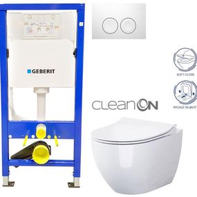 GEBERIT DuofixBasic s bielym tlačidlom DELTA21 + WC CERSANIT ZEN CLEANON + SEDADLO 458.103.00.1 21BI HA1