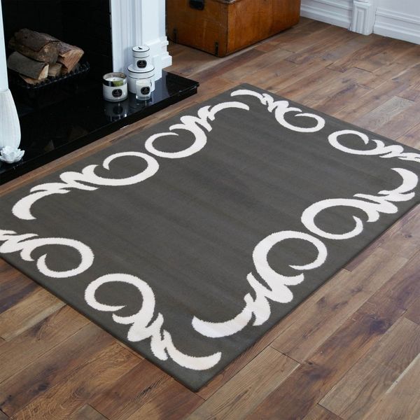 DomTextilu Elegantný koberec v sivej farbe s bielym ornamentom 17596-128925