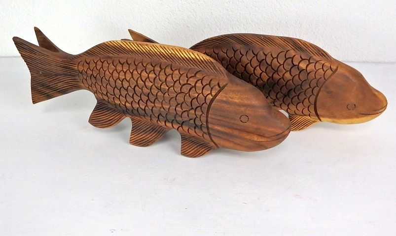 Sošky rybky KOI KAPOR set 2 kusy, exotické drevo, ručná práca
