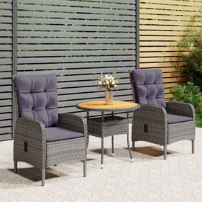 Záhradný bistro set 3 ks Dekorhome Sivá / akácie