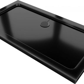 MEXEN/S - Flat sprchová vanička obdĺžniková slim 130 x 70 cm, čierna + čierny sifón 40707013B