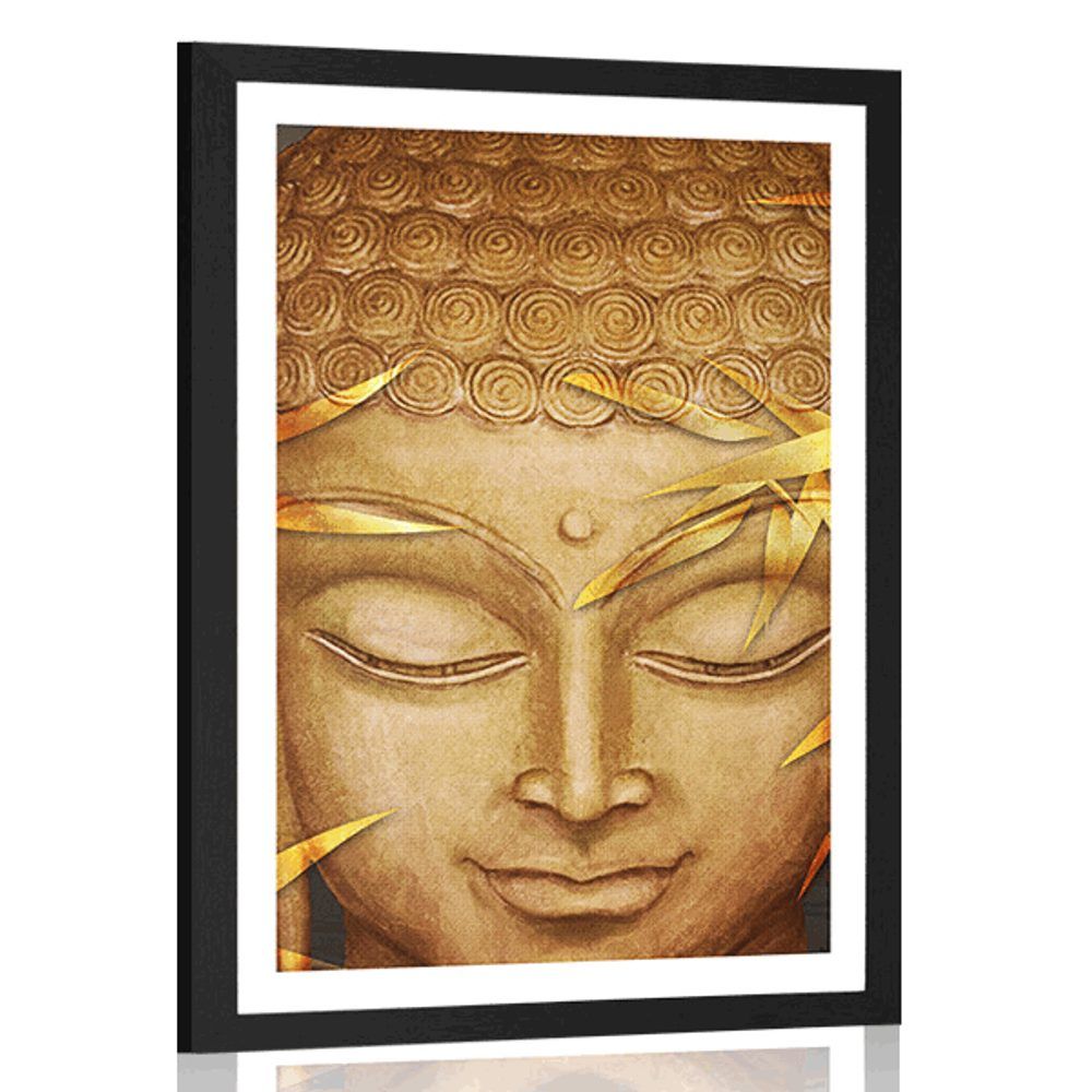 Plagát s paspartou usmievajúci sa Budha - 20x30 black