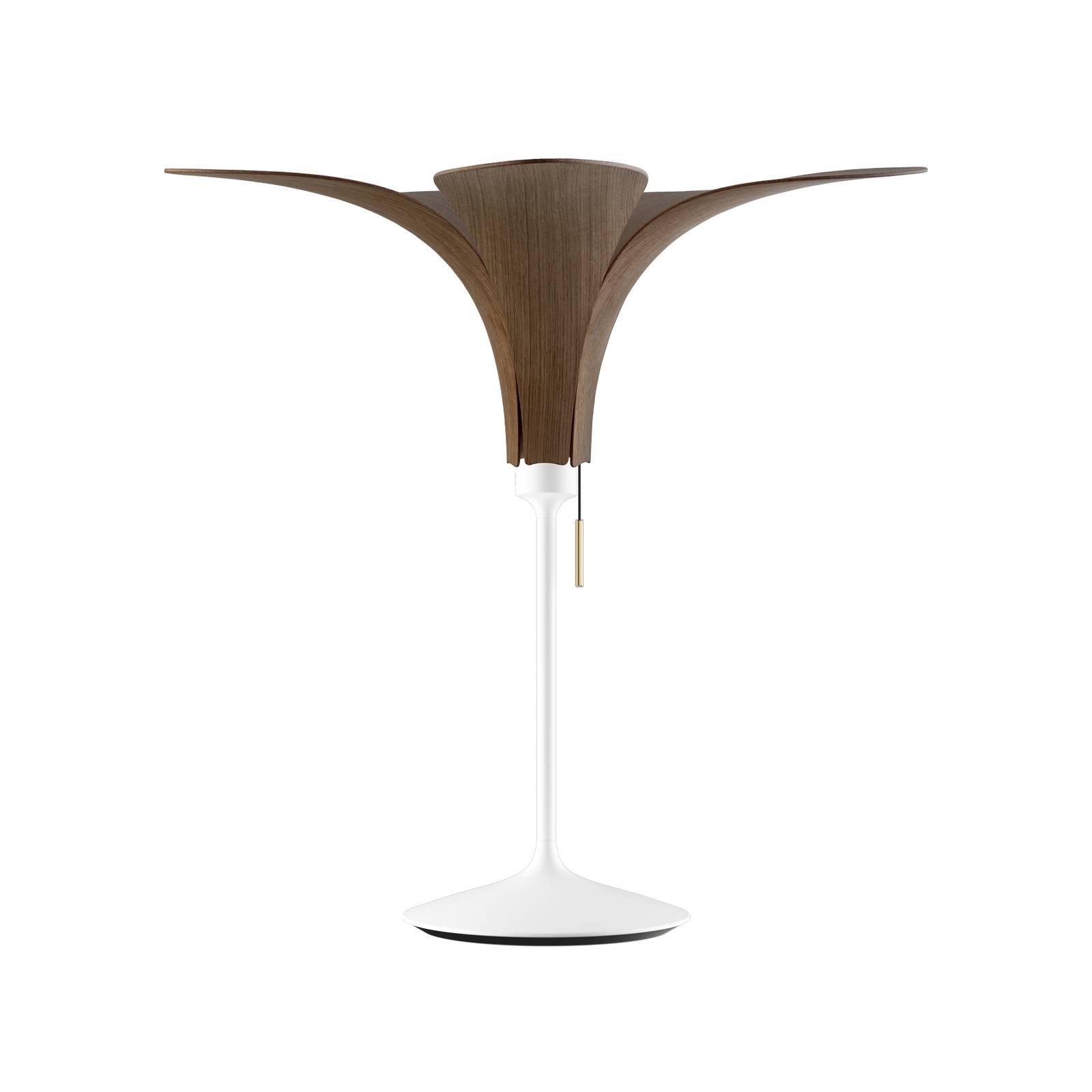 UMAGE Jazz stolová lampa tmavý dub podstavec biela, Obývacia izba / jedáleň, dubová dyha, hliník, oceľ, E27, 15W, K: 66cm