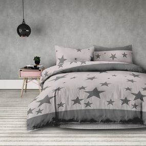 DomTextilu Svetlosivé posteľné obliečky so vzorom hviezd 160 x 200 cm  Sivá 67094
