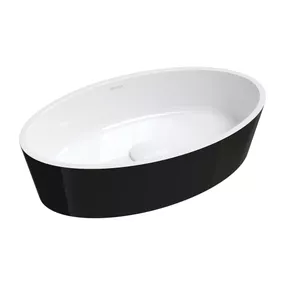 OMNIRES - BARI M+ umývadlo na dosku, 50 x 30 cm biela / čierna lesk /BCP/ BARI500UNBCP