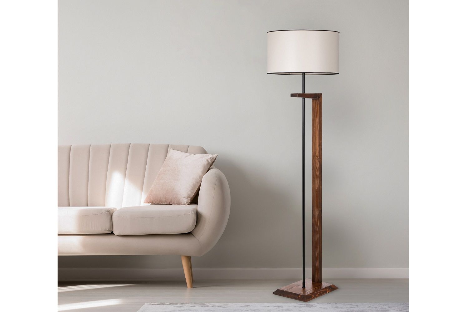 Dizajnová stojanová lampa Jadey 163 cm krémová - 