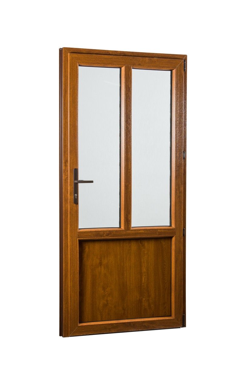 SKLADOVE-OKNA.sk Vedľajšie vchodové dvere REHAU Smartline+, pravé, 880 x 2080 mm, biela / zlatý dub