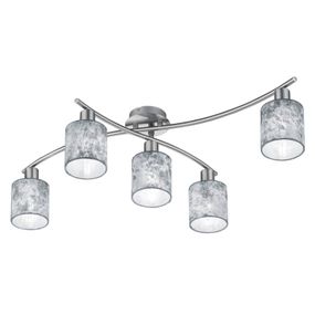 Trio Lighting Garda – stropné svietidlo 5-pl. tienidlá striebro, Obývacia izba / jedáleň, kov, plast, E14, 25W, P: 75 cm, L: 44.2 cm, K: 22cm