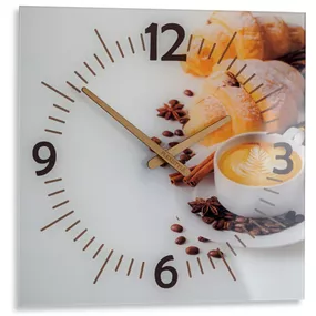 DomTextilu Kuchynské hodiny s drevenými ručičkami s kávičkou 57565