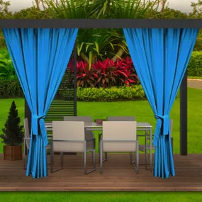 Luxusné extérierové modré závesy do záhradného altánku