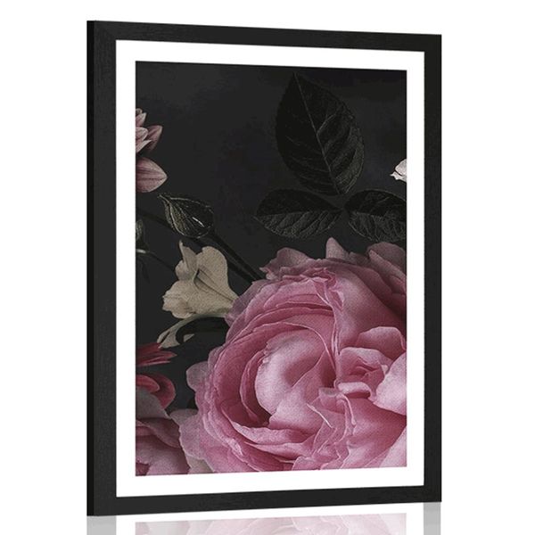 Plagát s paspartou kytica kvetov v detailnom zábere - 20x30 black