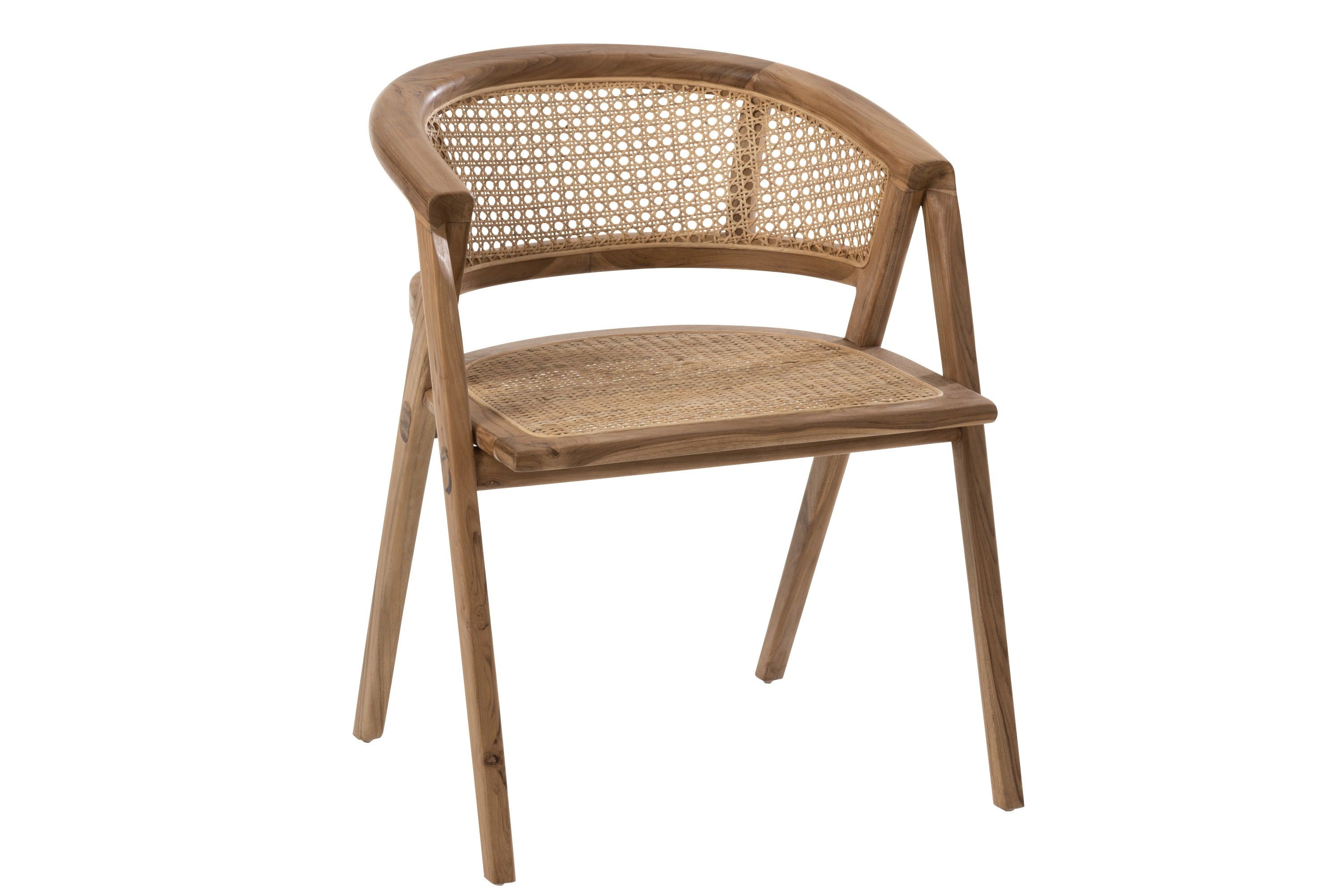 Hnedá drevená stolička Ani Teak s bambusovým výpletom - 59 * 59 * 73cm