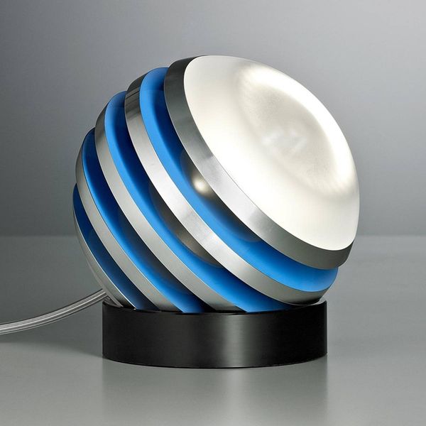 TECNOLUMEN Bulo – stolná LED lampa svetlomodrá, Obývacia izba / jedáleň, hliník, sklo, akryl, 7.84W