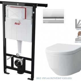 ALCADRAIN Alcadrain Jádromodul - predstenový inštalačný systém s chrómovým tlačidlom M1721 + WC LAUFEN PRO RIMLESS + SEDADLO AM102/1120 M1721 LP1