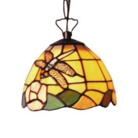 Artistar Ozdobná závesná lampa v štýle Tiffany LIBELLE, Obývacia izba / jedáleň, sklo, kov, E27, 60W