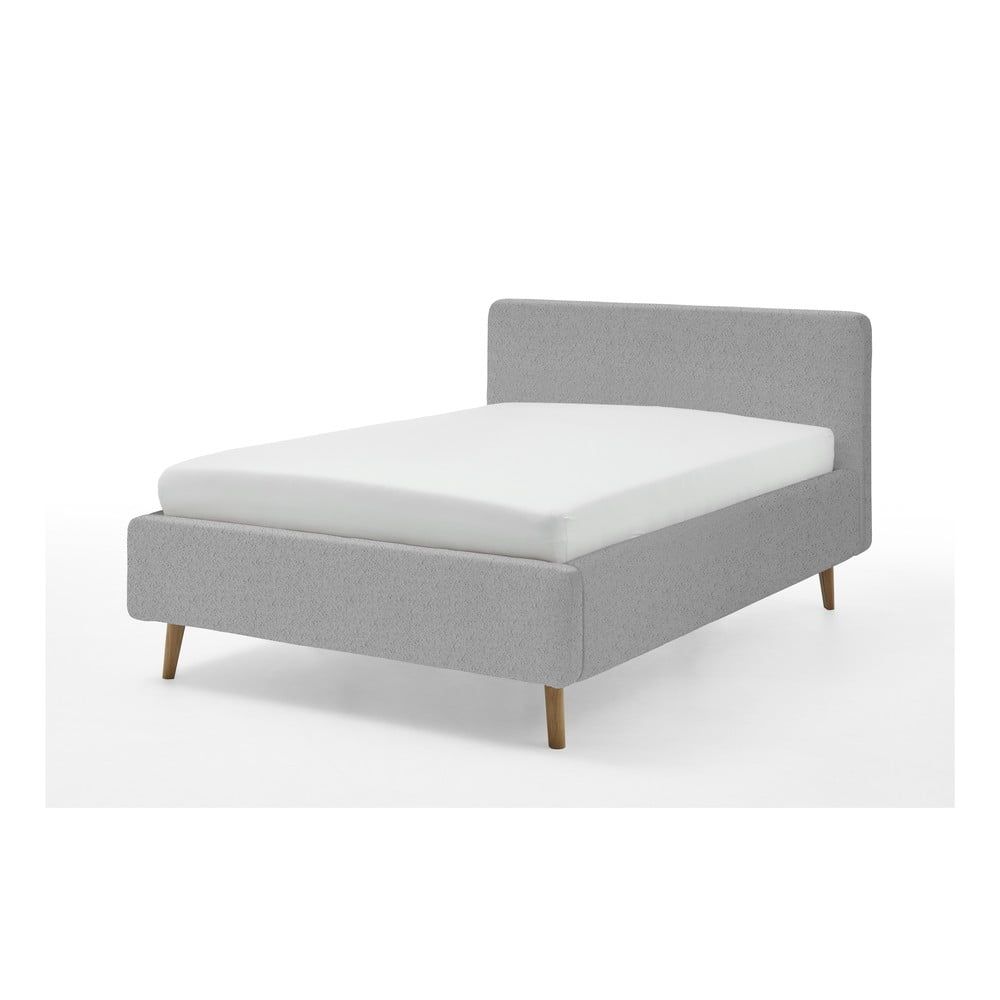 Sivá čalúnená dvojlôžková posteľ s úložným priestorom s roštom 140x200 cm Mattis - Meise Möbel