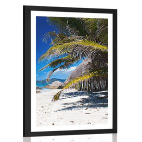 Plagát s paspartou krásy pláže  Anse Source - 60x90 black