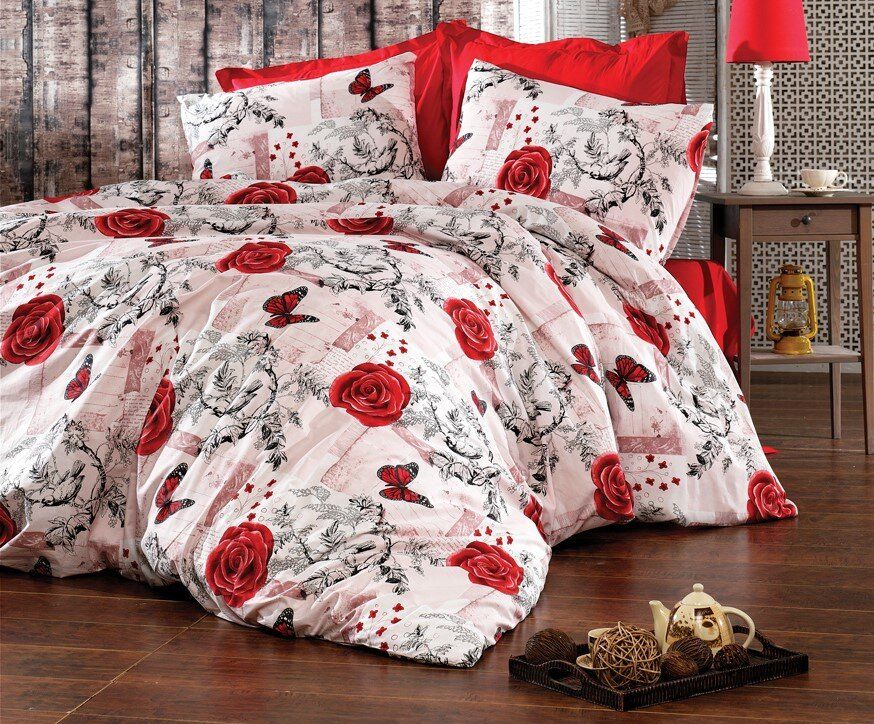 Brotex Obliečky krep Red roses 240x220/2x70x90cm