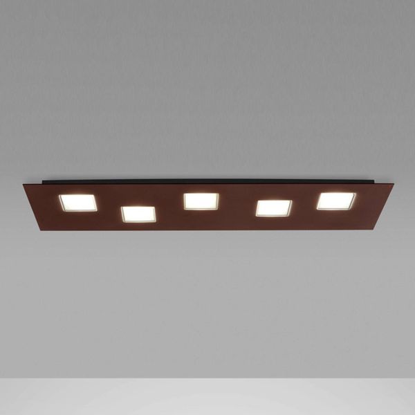 Fabbian Quarter hnedé stropné LED svetlo 5-pl., Obývacia izba / jedáleň, hliník, polykarbonát, 4.5W, P: 70 cm, L: 20 cm, K: 3.5cm