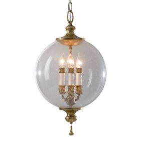 FEISS Závesná lampa Argento so sklenenou guľou, Obývacia izba / jedáleň, kov, sklo, E14, 60W, K: 53.3cm