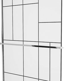 MEXEN/S - KIOTO Sprchová zástena WALK-IN s poličkou a držiakom uterákov 120 x 200 cm, transparent/čierna 8 mm, chróm 800-120-121-01-78