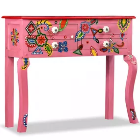 Odkladací stolík ručne maľovaný Dekorhome Ružová