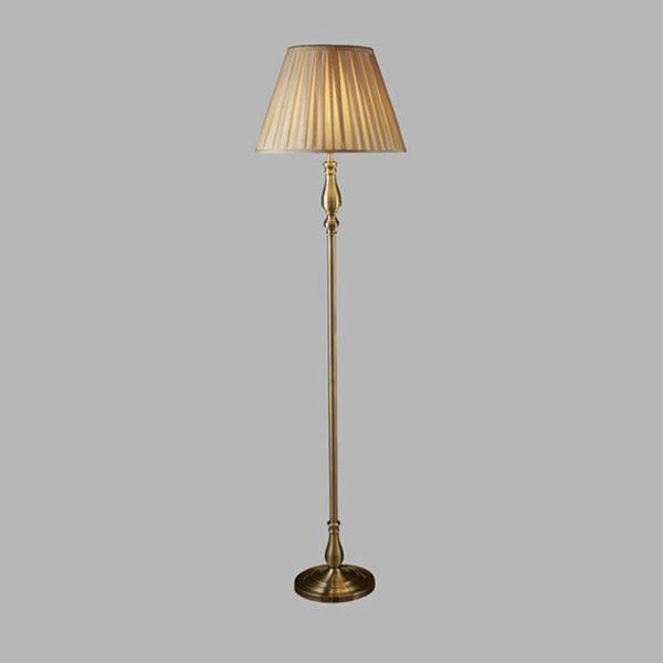 Searchlight Stojaca lampa Flemish s naskladaným tienidlom, Obývacia izba / jedáleň, oceľ, textil, E27, 60W, K: 170cm