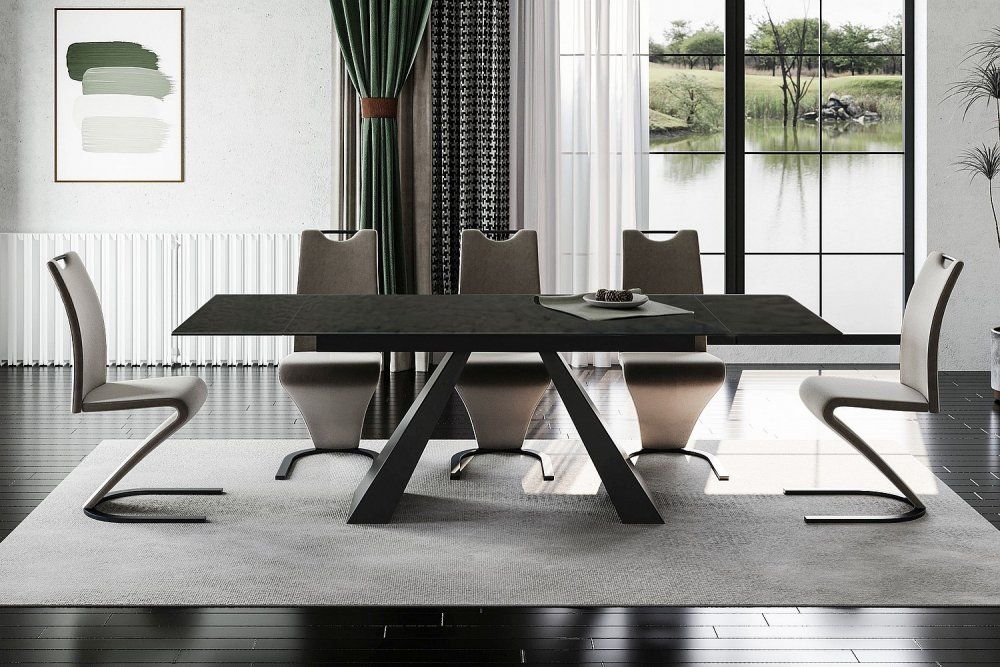 Rozkladací jedálenský stôl SALVADORE Signal Čierna - melted glass