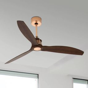 FARO BARCELONA Stropný ventilátor Just Fan meď, orech, Obývacia izba / jedáleň, kov, polykarbonát, K: 64cm