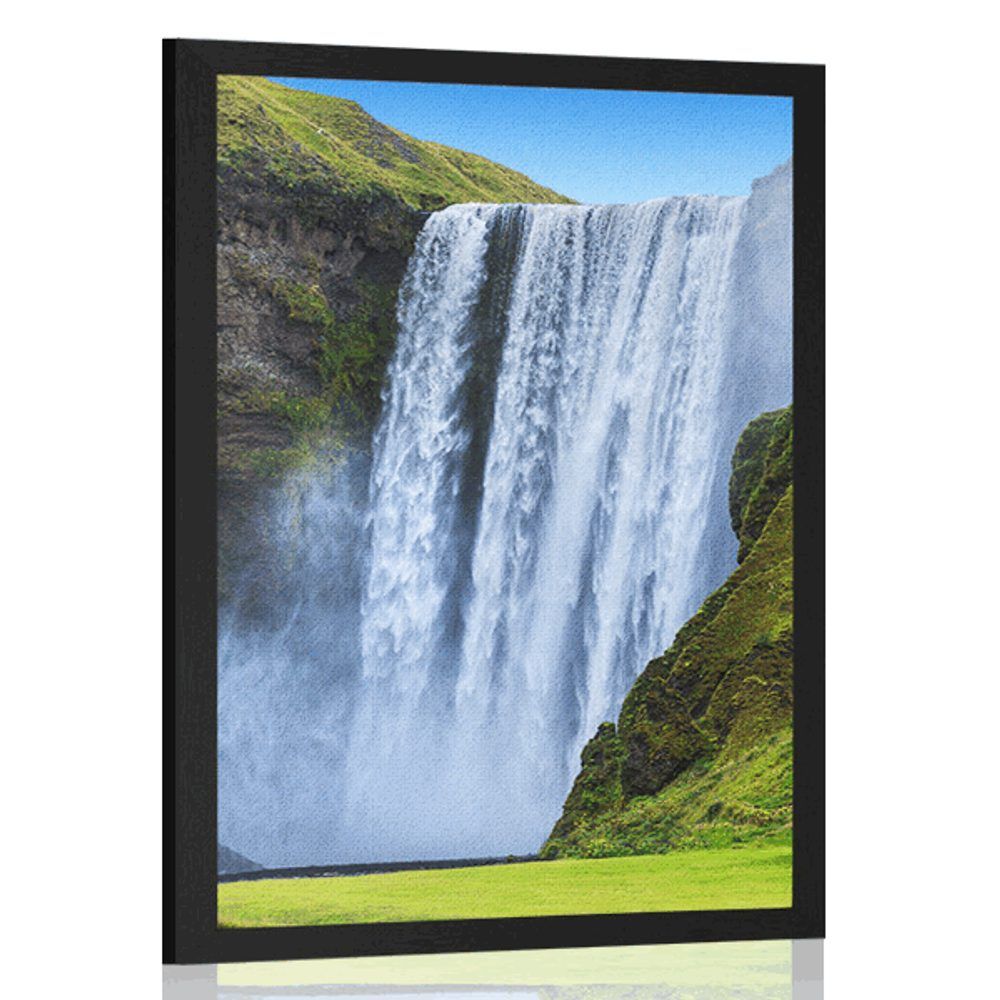 Plagát ikonický vodopád na Islande - 30x45 black