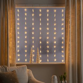 Konstsmide Christmas Svetelný LED záves Hviezdy 120-pl., jantárová, plast, Energialuokka: G, L: 140 cm, K: 120cm