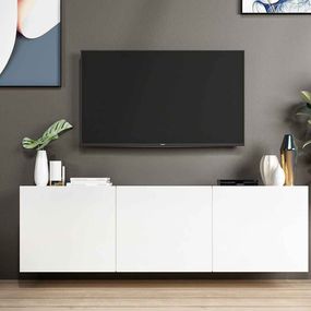 Dizajnový nástenný TV stolík Edana 150 cm biely