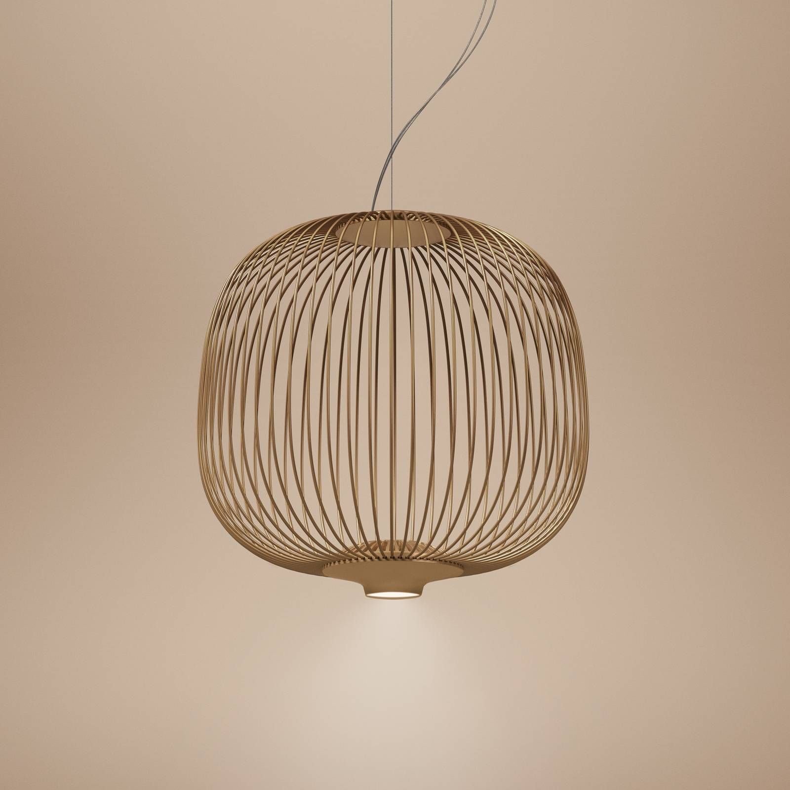 Foscarini Spokes 2 piccola závesná stmieva medená, Obývacia izba / jedáleň, lakovaná oceľ, hliník, 19W, K: 35cm