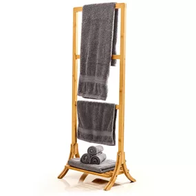 Blumfeldt Vešiak uteráky, 3 tyčky uteráky, 40 x 104,5 x 27 cm, rebríkový dizajn, bambus