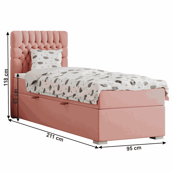 Boxspringová posteľ, jednolôžko, lososová, 90x200, ľavá, FONDA
